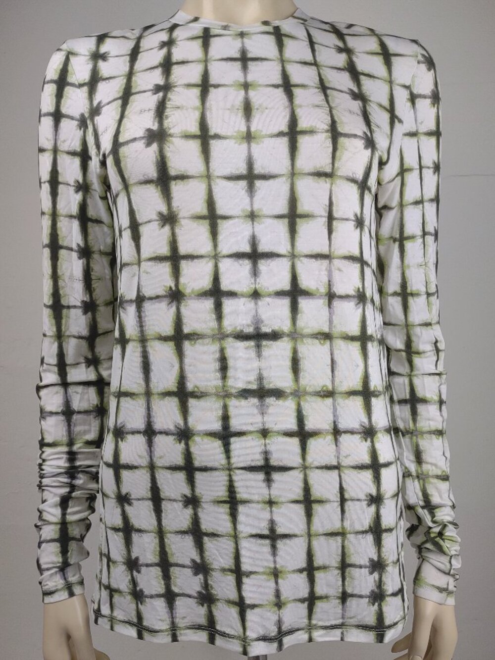 NWOT COS white green geometric tie dyed long sleeve shirt top ladies Medium